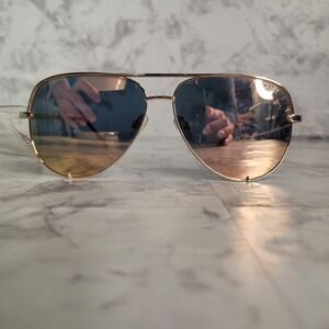 Quay Australia Desi‎ Perkins High Key Sunglasses Unisex Gold Mirror Lens Case